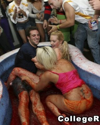 Mud Wrestling Coeds Get Naked At A College Party