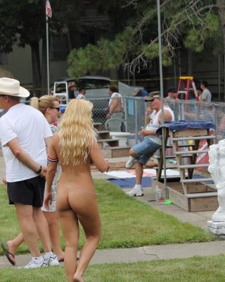 Pictures Of Girls Flashing The Camera At A Public Nudity Party Outdoors