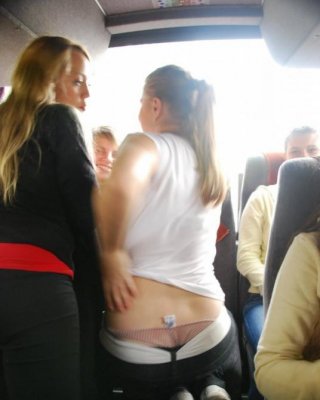 Hotties Posing For Sexy Photos While On A Bus Trip