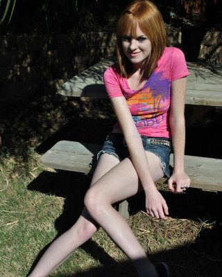 Redhead Teen Kate Cooper Flashes Her Pussy For You Outside