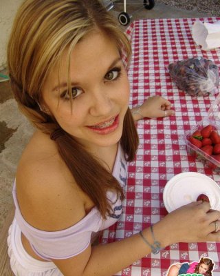 Teen Topanga Gets Naughty And Dirty With Food Outside