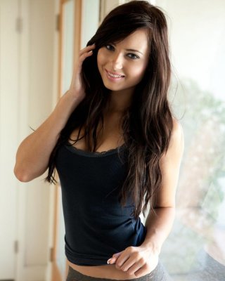 Natasha Belle in sexy blue shirt and knee high socks #59698267