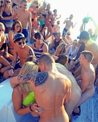 College Coeds Have A Party On A Boat During Spring Break