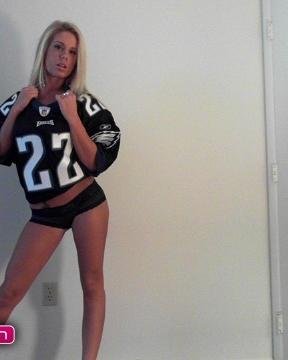 Hot Blonde Model Kayce Posing In A Football Jersey