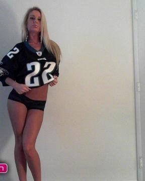 Hot Blonde Model Kayce Posing In A Football Jersey