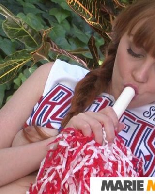 Redhead Cheerleader Mary McCray Masturbates Outside