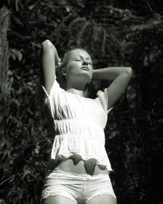 Elegant And Sensual Photos In Monochromatic Tone, Featuring The Beautiful Loni As She Poses Carefreely In The Forest.