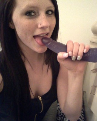 Sexy teen Freckles 18 gives a blowjob to a purple dildo #54412411