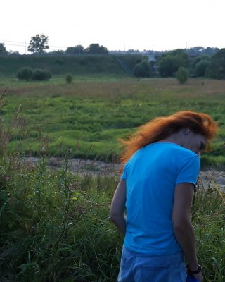 Flamehair in evening on the bridge #107247452