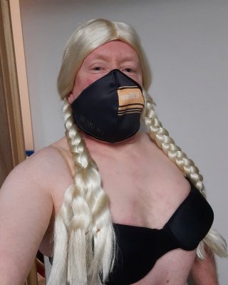 Ginger Crossdresser Wears Bra