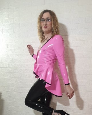 Pink Riding Jacket And Black Leggings From Latex And Lovers