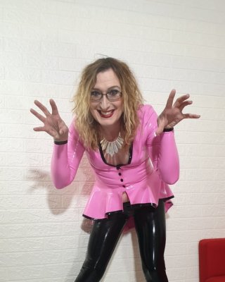 Pink Riding Jacket And Black Leggings From Latex And Lovers