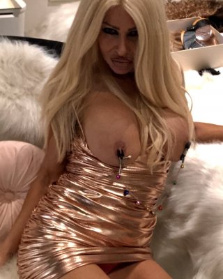 Secret Slut In A Gold Dress