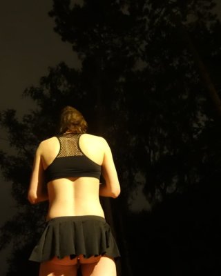 Showing off my new sissy collar outdoors at night #107163856