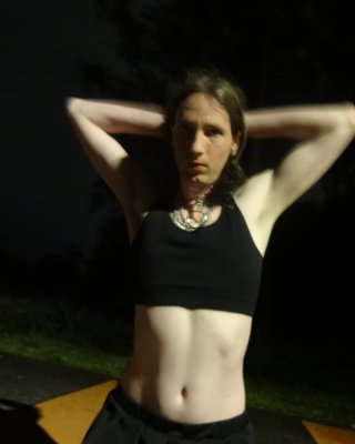 Showing off my new sissy collar outdoors at night #107163862