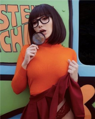 Velma Cosplay flexible Rock orange Socken Höschen Beine Arsch
 #97418610