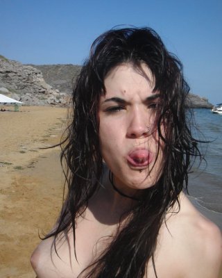 young Punk Rock Slut From Spain Exposed At Beach