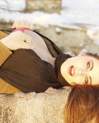 Girl In Fur Coat Flashing