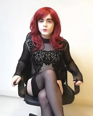 Marie Crossdresser In Sheer Leotard And Stockings