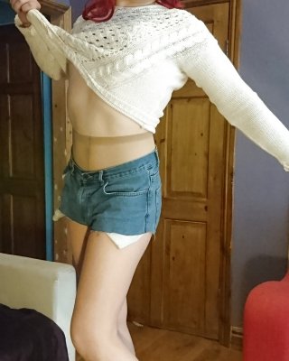 Marie Crossdresser Denim Cut-offs And Nude Pantyhose