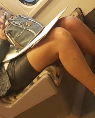 Street Pantyhose - Old Bitch In Tan Pantyhose On Train