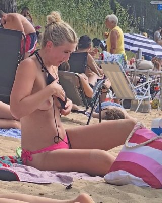 Swedish Beach Slut Covering Up Fail