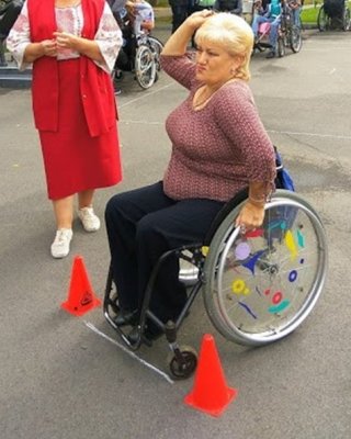 russian Polio Lady In Her Wheel Chair