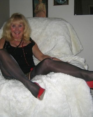 Gorgeous Blonde Granny In Sexy Red Heels