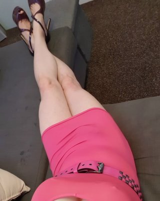 Lucy Essex CD Wanking My Big Cock In A Pink Mini Dress