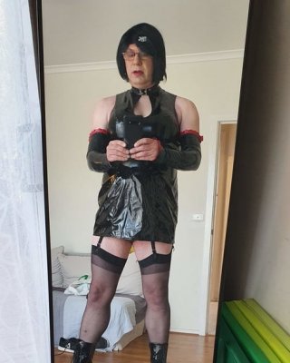 Slutty Rachel Latex In PVC Black Dress