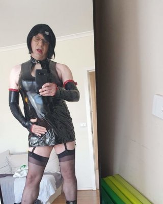 Slutty Rachel Latex In PVC Black Dress