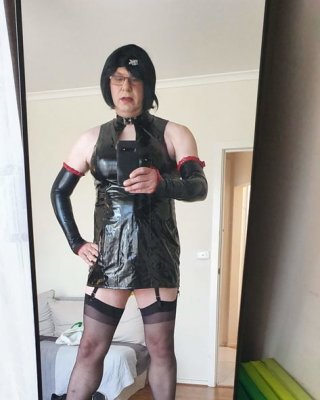 Slutty Rachel Latex In PVC Black Dress