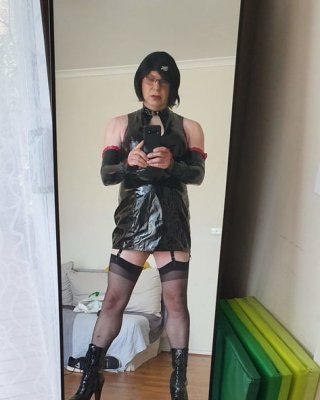 Slutty Rachel Latex In PVC Black Dress