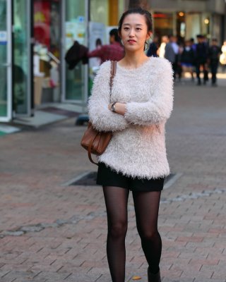 Street Pantyhose - Real Life Asian Cunt In Tights