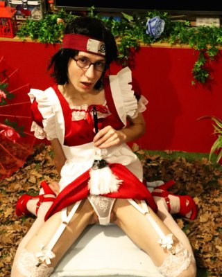 Sarada red maid crossdress cosplay Porn Pictures XXX Photos Sex