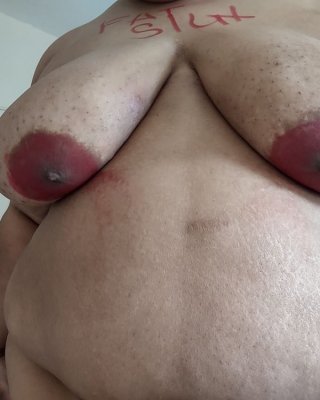 Humiliated SSBBW Slut Jessica Jones Colors In Huge Areolas